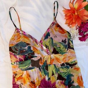 Candie's Floral Maxi Dress with Sequins